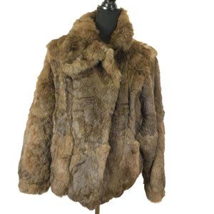 Vintage 1980s Rabbit Fur Jacket Wrapfront Style